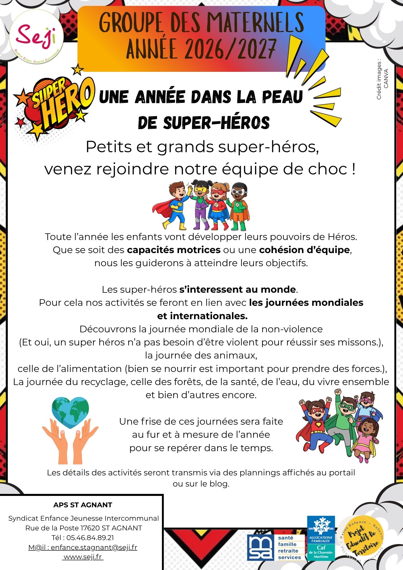 APS ST AGNANT MATER_AFFICHE_2026_ Super héros